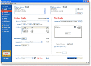 Selecting First Class Mail in the Stamps.com software