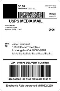 Media Mail Shipping Label