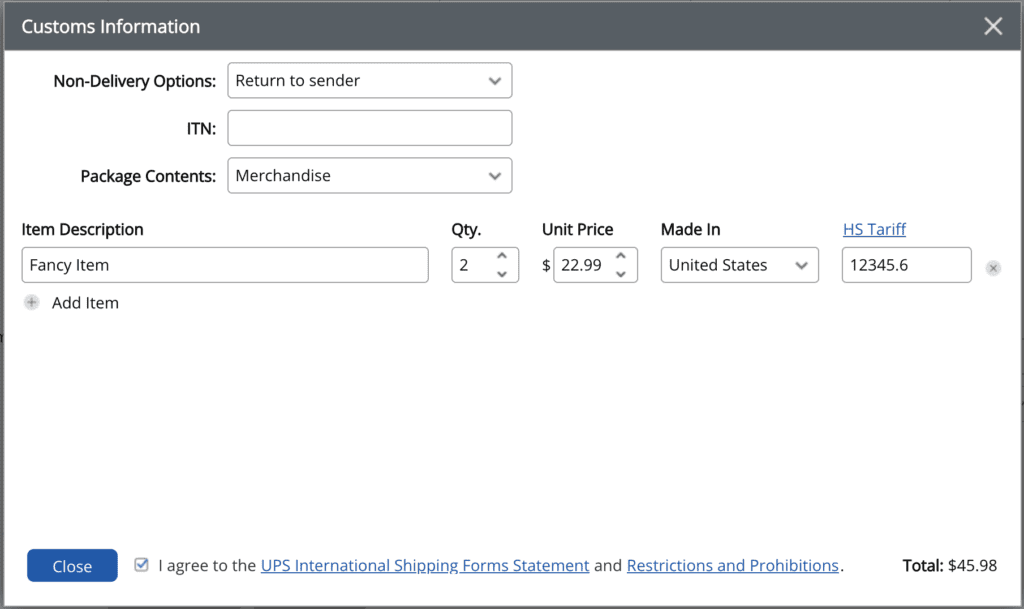 Customs Information