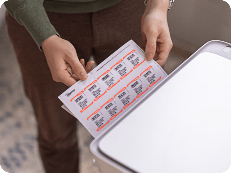 Postage stamps printing from an office printer