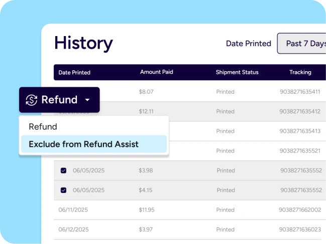 Shipping History and Refunds